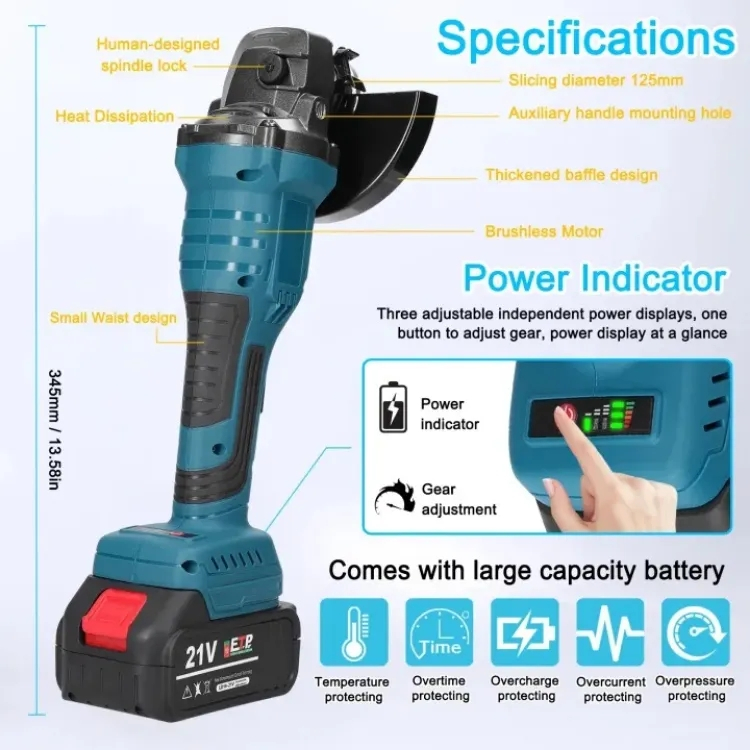 Makita เครื่องเจียร์ไร้สาย เครื่องเจียร์ หินเจียร เครื่องเจียร์ ลูกหมูไร้สาย 199V3500W ปรับความเร็ว4ระบบรับประกันหนึ่งปี
