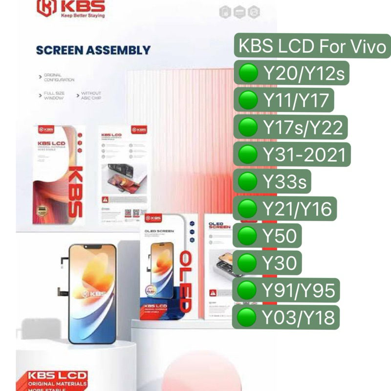 หน้าจอ LCD display screen งาน KBS For Vivo Y20//Y11/Y17s/Y31/Y33s/Y21/Y91/Y03/V21 5g/V17/V23 5g/v20 พร้อมกล่อง KBS