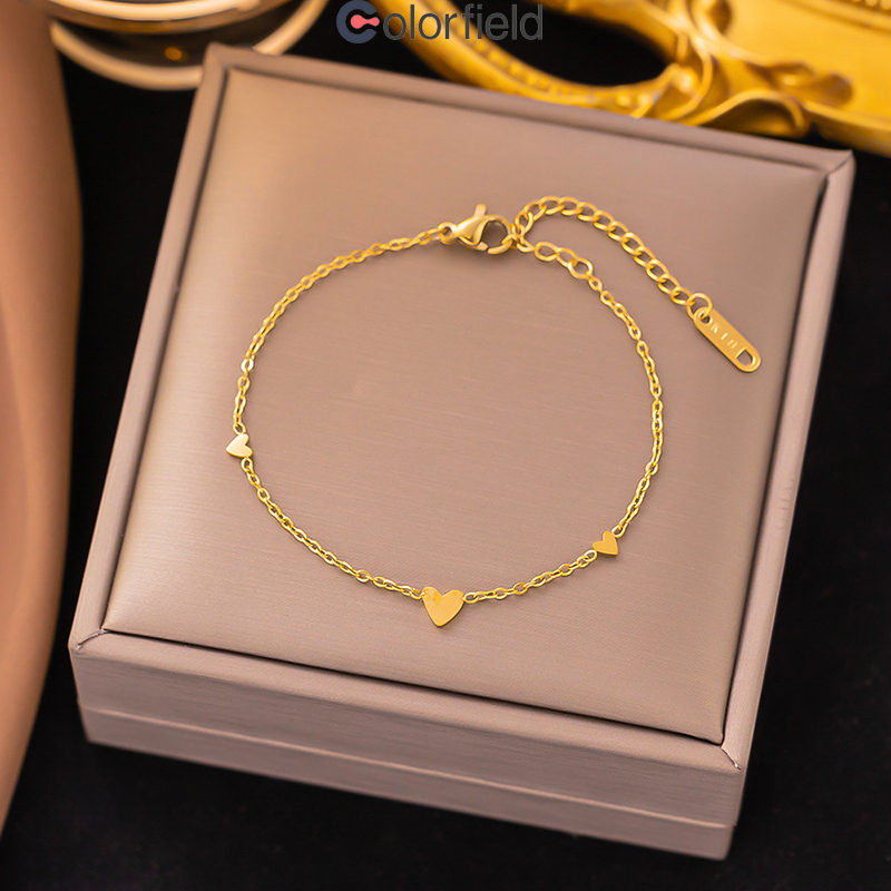 Colorfield 18K สร้อยข้อมือเหล็กไทเทเนียม รูปหัวใจ แฟชั่น ระดับไฮเอนด์ ปรับได้ ให้เป็นของขวัญวันเกิดเพื่อน สําหรับผู้หญิง