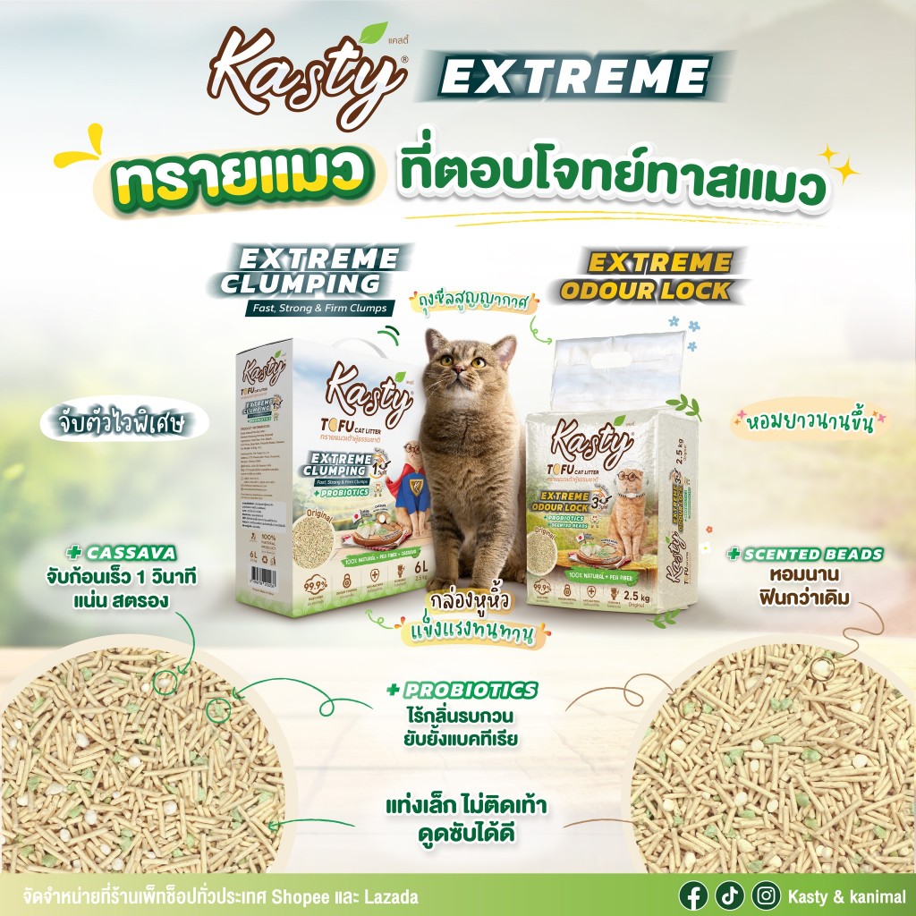 [ส่งฟรี] Kasty Extrem ทรายแมวเต้าหู้ ธรรมชาติ 100% ขนาด 20 ลิตร ปราศจากฝุ่น - Tofu Cat Litter 20L รูปที่ 3