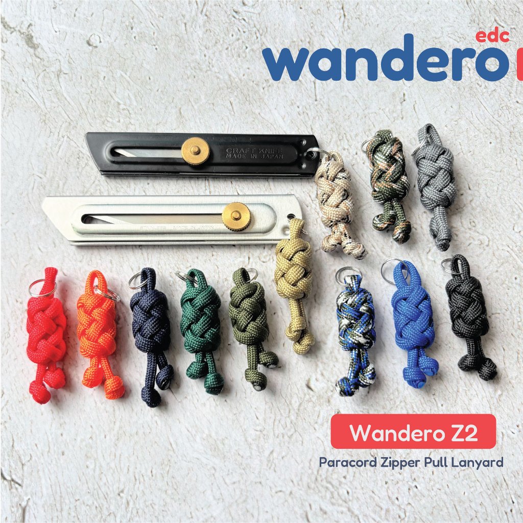 Wandero Z2 - Paracord Zipper Pull Lanyard พวงกุญแจ อเนกประสงค์สไตล์ ถักด้วยเชือกพาราคอร์ดที่แข็งแรงแบบ EDC