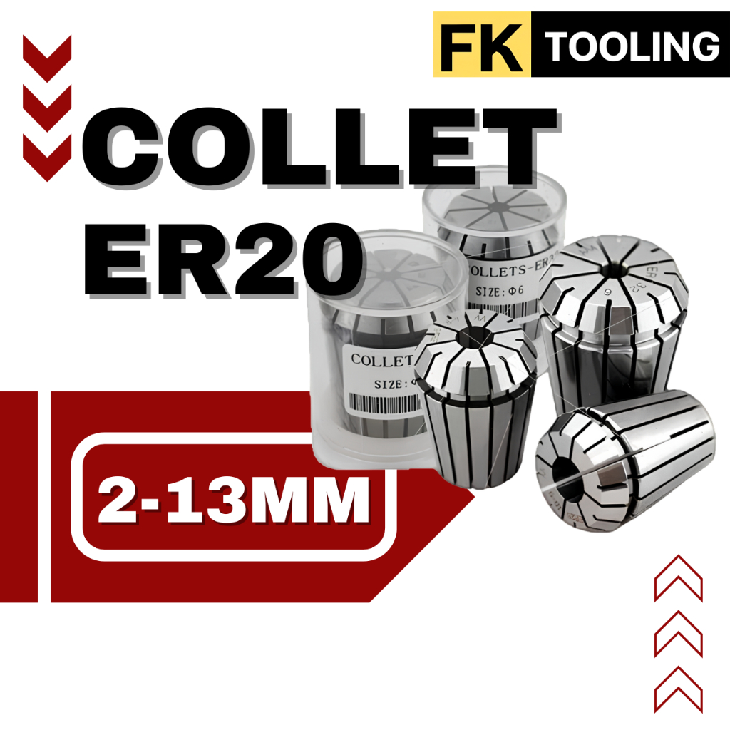 ลูกคอลเล็ต ER20 COLLET ER20 (ขนาด 2-13มิล) ลูกคอลเล็ต หัวจับดอกเอ็นมิล