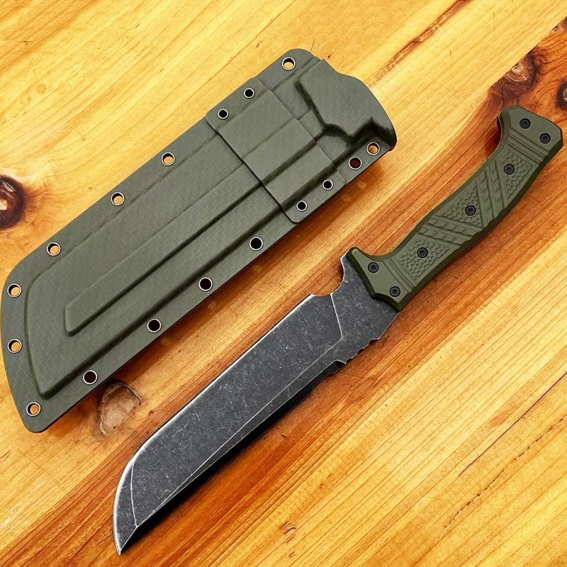 มีดเดินป่าพร้อมซอง มีดขนาดใหญ่ มีดสับกระดูกทำอาหาร เดินป่าแค้มปิ้ง ฟันไม้สันหนาETO/GR - รูปที่ 3