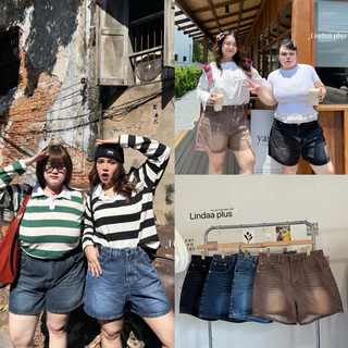 กางเกงขาสั้นยีนส์ งานป้าย Lindaa plus + งานสั่งตัดพิเศษสำหรับสาวอวบอ้วนโดยเฉพาะ