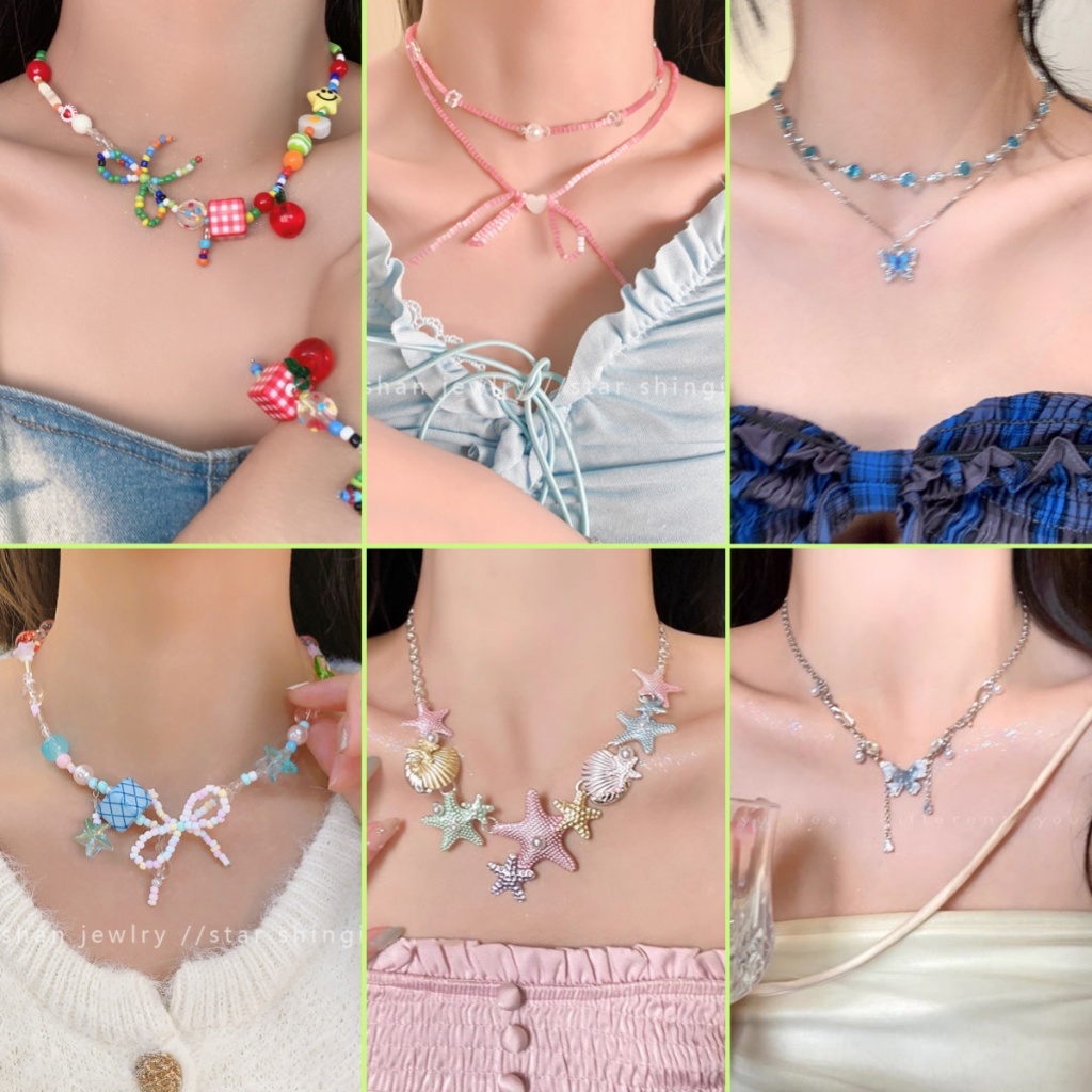 สร้อยคอ สร้อยไปทะเล  สไตล์โดพามีนน่ารัก สไตล์แฟชั่นจี้ผีเสื้อ  มีให้เลือกหลากหลายสไตล์