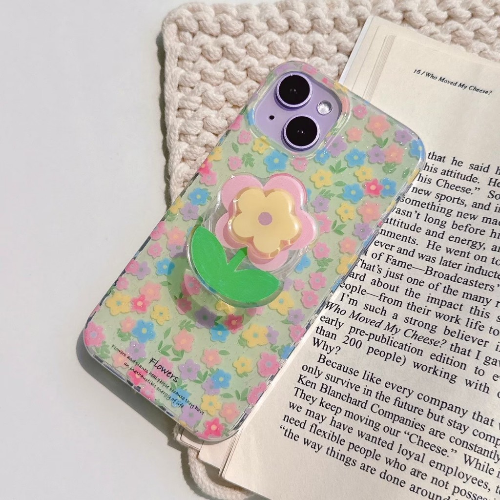 [i16] พร้อมส่ง R1874 ดอกไม้+ไอริงดอกไม้หมุน เคสไอโฟน งานแฟชั่นเกาหลี สำหรับ Iphone รุ่น 13-16Promax