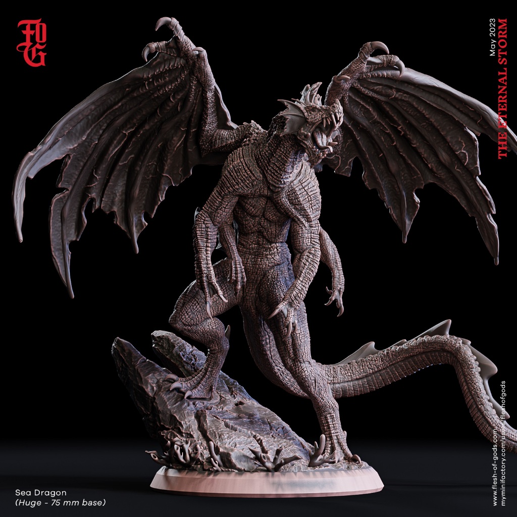 DnD Monster I Sea Dragon (งานเรซิ่นยังไม่ลงสี) ขนาดฐาน 3 นิ้ว