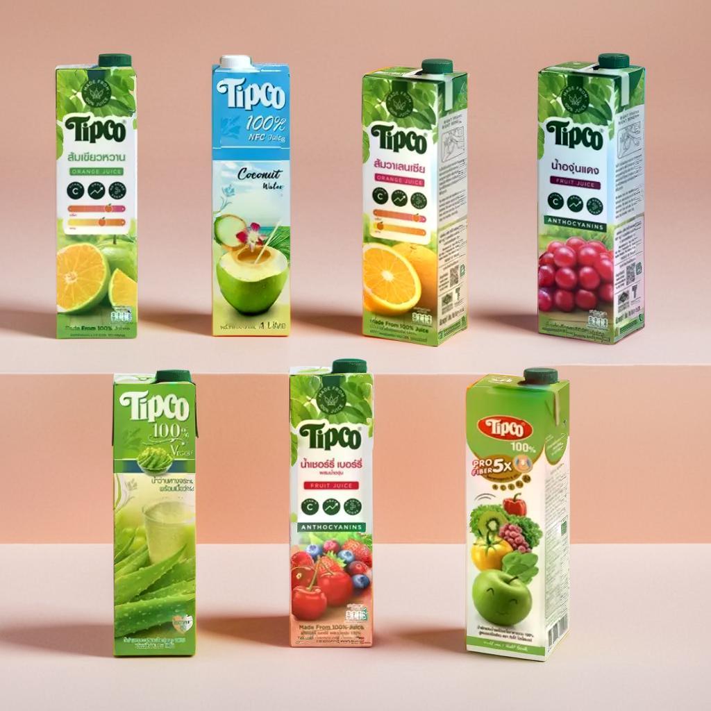 TIPCO ทิปโก้ น้ำผลไม้เพื่อสุขภาพ 1000ml. หลายรสชาติ น้ำผัก น้ำผลไม้ น้ำว่านหางจระเข้ น้ำมะพร้าว