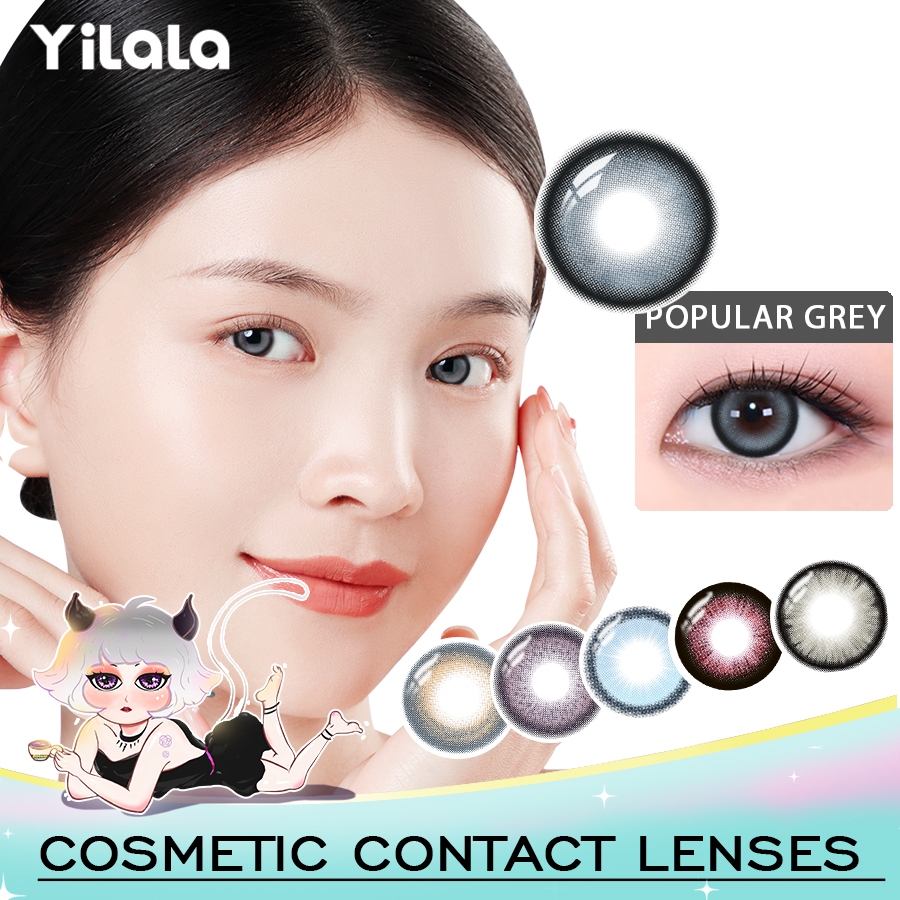Yilala Grey Lens 2 ชิ้น | คอนแทคเลนส์ตาโต สีเทา [ค่าสายตา 0.00~-4.50] | รายเดือน | 14.5 มม.