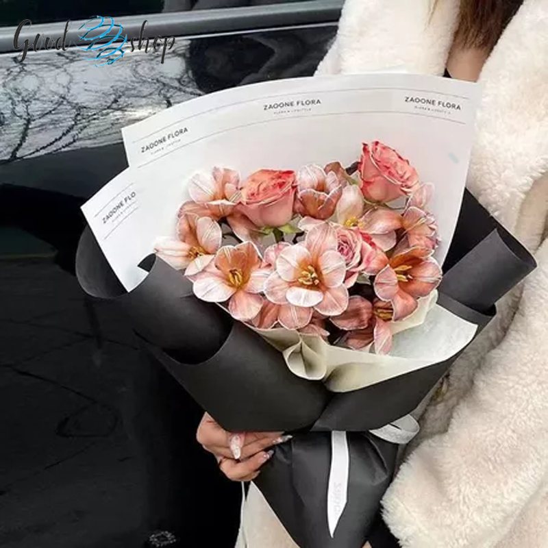 กระดาษคลาวดี้ห่อช่อดอกไม้ กระดาษฟลาวด์พิมพ์ลาย กันน้ำ 30*45ซม กระดาษพิมพ์ลายทึบแสง ไม่ฉีกขาดง่าย - รูปที่ 5