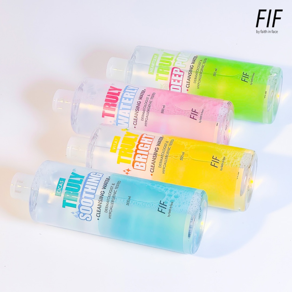Faith in Face Truly Cleansing Water 2 in 1 ຄລີນຊິງ & ໂທນເນີ ຂວດຊົມພູ 500 ml (ເຊັດເຄື່ອງສຳອາງ)