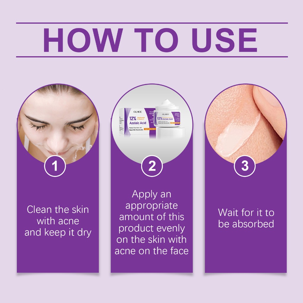 OUHOE 12% Azelaic Acid ครีมแต้มสิว Acne Cream เจลแต้ม สิวอักเสบ สิวหนอง สิวซีสต์ ลดโอกาสเกิดรอยดำรอยแดง อ่อนโยน - รูปที่ 6
