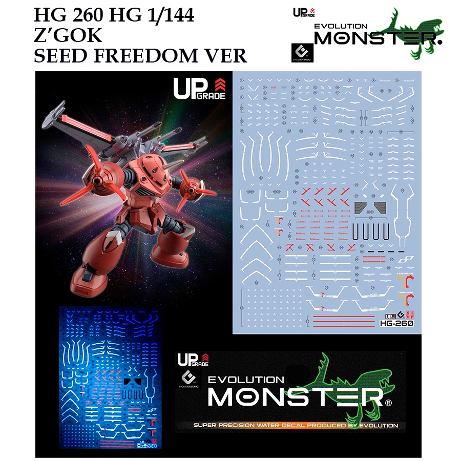 ดีคอลน้ำ [MONSTER] HG 260 HG 1/144 Z'GOK SEED FREEDOM VER GUNDAM ZGOK WATER SLIDE DECAL HIGH PRECISI