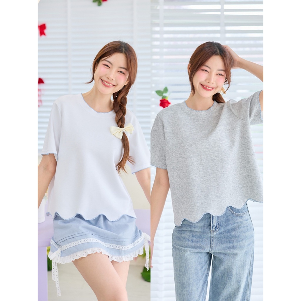 13-349 เสื้อแขนสั้นผ้าคอตตอนเนื้อผ้านุ่มนิ่มใส่สบาย Simply Super Soft Top - 2 สี