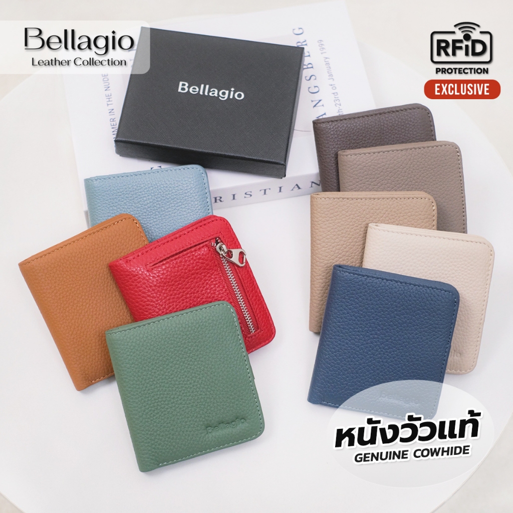 Bellagio รุ่น Abbie Wallet กระเป๋าสตางค์หนังวัวแท้พรีเมียม สไตล์มินิมอล (กระดุมแม่เหล็ก)