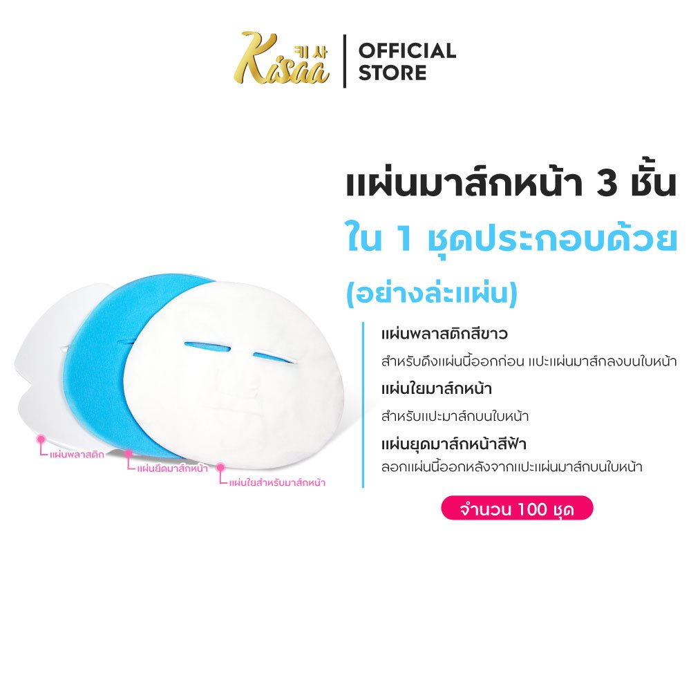 Set A: แผ่นมาส์กหน้าเปล่า 3 ชั้น (ไม่มีน้ำเอสเซนส์) 100 ชุด/ชุดละ 3 แผ่น