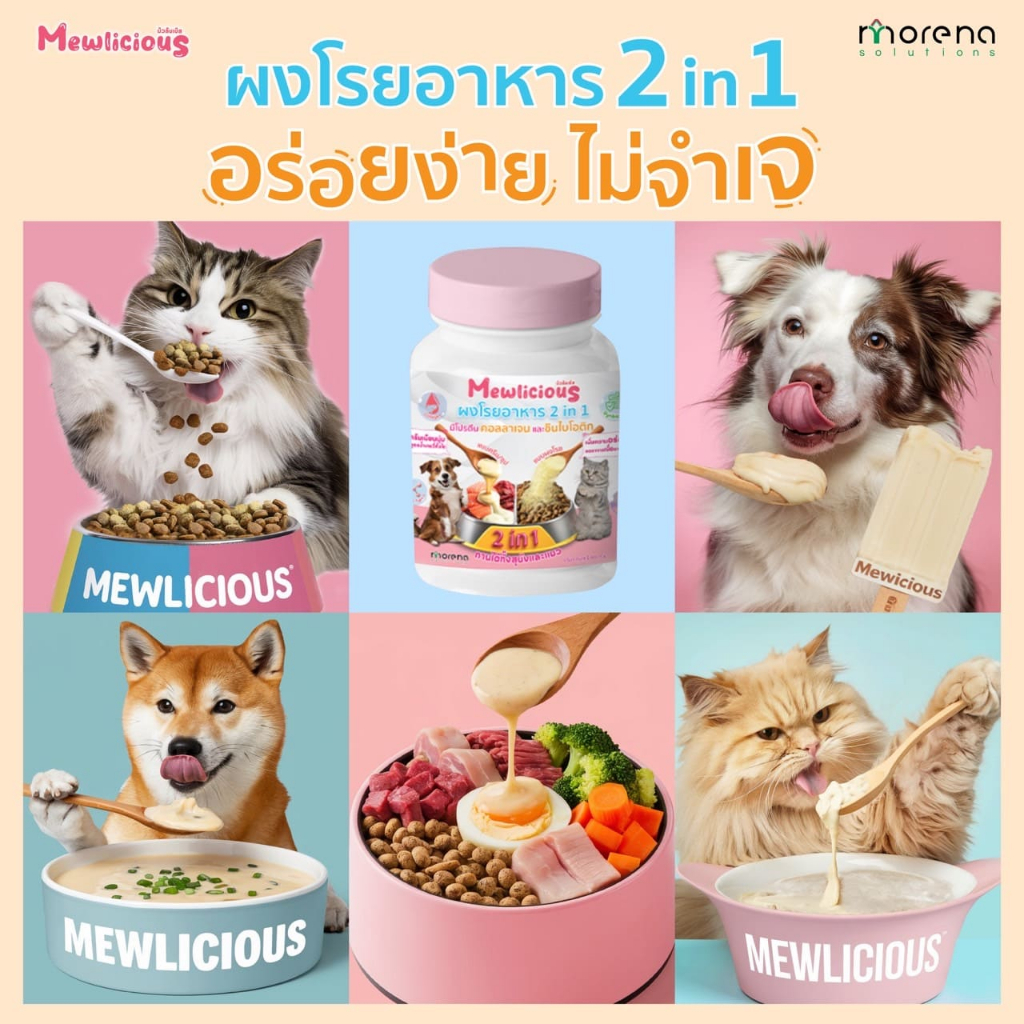 Mewlicious [แท้💯] ผงโรยอาหาร 2 in 1 พัฒนาโดยสัตวแพทย์ มีคอลลาเจนเเละซินไบโอติก ตัวเเน่นแบบสุขภาพดี พร้อมปรับสมดุลลำไส้ - รูปที่ 4