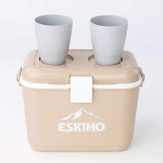 ESKIMO COOLER กระติกน้ำพลาสติกเก็บความเย็น ทรงเหลี่ยม หูล็อค หูหิ้ว เก็บเย็นนาน 12 ชม. 3L / 4L สีน้ำเงิน สีครีม