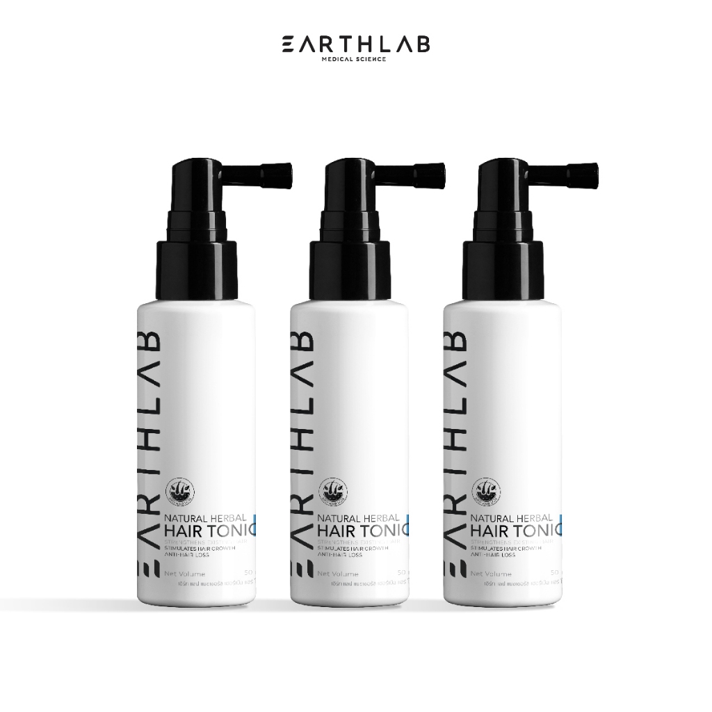 Earth Lab Set Natural Herbal Hair tonic 50ml. 3 ขวด แฮร์โทนิค บำรุงเส้นผม เร่งผมยาว ลดผมร่วง FGS0181
