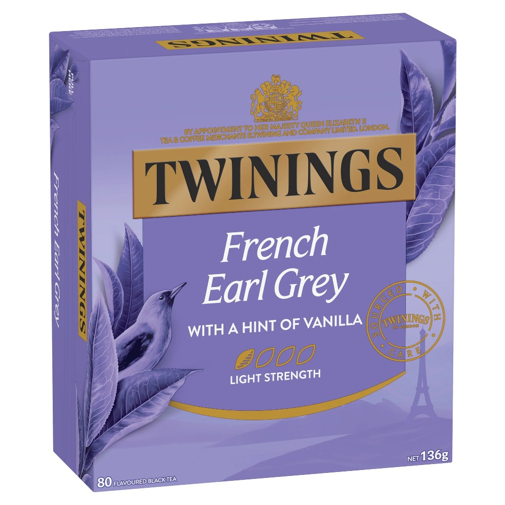 Twinings French Earl Grey Tea Bags 80 pack/ ชาทไวนิงส์ เฟรนช์ เอิร์ล เกรย์ 80 ถุง(ชาถุงเปลือย ไม่มีซองบรรจุแยก)