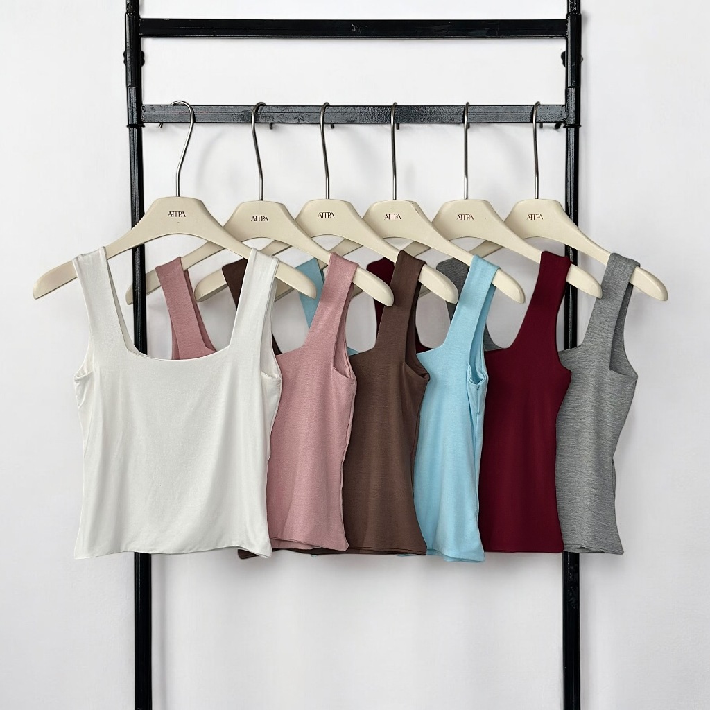 Atipashop - TENA TANK TOP เสื้อกล้าม แขนกุด ทรงเบสิค ใส่สบาย มีตัวยาว ตัวสั้น