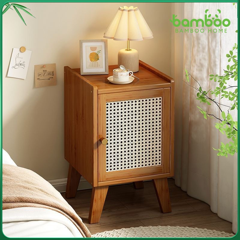 🎋ตู้เล็กข้างเตียง ตู้ข้างเตียง โต๊ะข้างเตียง โต๊ะข้างเตียงไม้ใผ่ ตู้เก็บของไม้เนื้อแข็ง ตู้เก็บของในห้องนอน