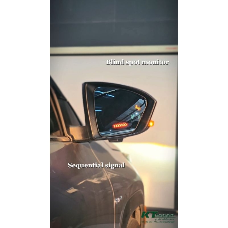 เลนส์กระจกมองข้างตัดแสง มุมมองกว้างขึ้น Toyota Yaris cross 2024-up ไฟเลี้ยววิ่ง Bsm ตัดแสง เลนส์ฟ้า 