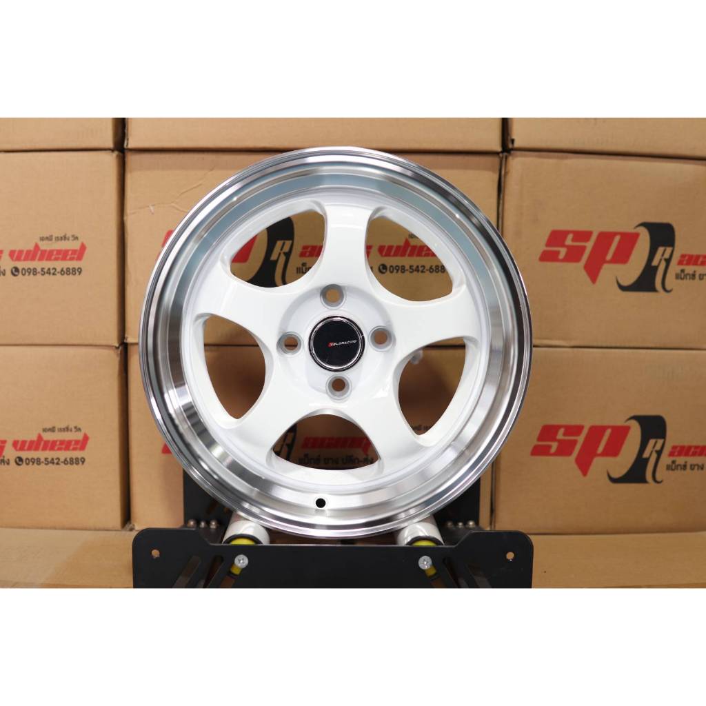 ล้อแม็กลาย S1R/RC55S ขนาด  15X7.5 4 รู 100 ออฟ 30 สีขาวขอบเงาและสีซิลเวอร์ขอบเงา MIW/MIS ( 4 วง )