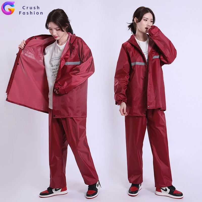 Crush ชุดกันฝน เสื้อ + กางเกง มีแถบสะท้อนแสง หมวกติดเสื้อ thumbnail 8