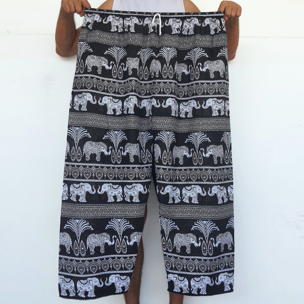 กางเกงช้างขาปล่อย ไซส์ใหญ่ XXXL (ปลายขาไม่มียางยืด) รูปที่ 4