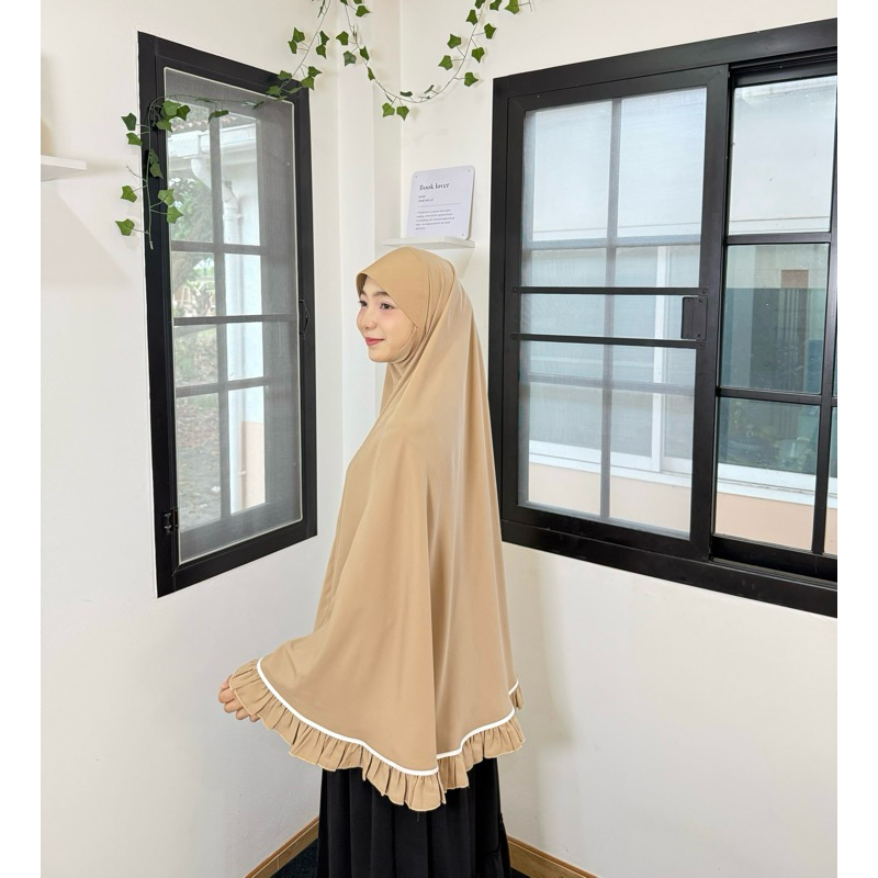 ฮิญาบยาว-ริมระบายใส่กุ้น-พรีออเดอร์
