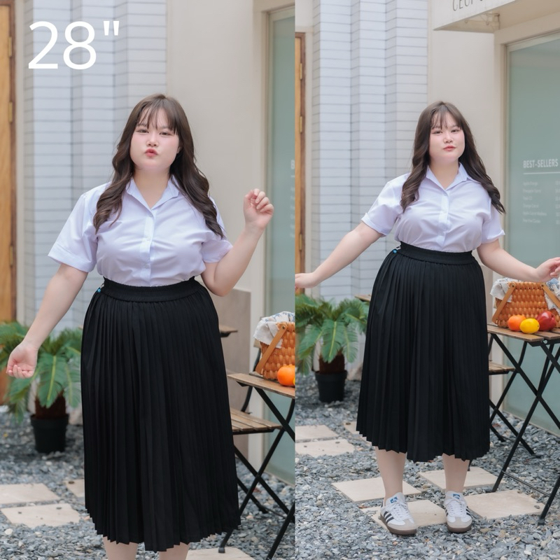 กระโปรงพลีทนักศึกษา สำหรับสาวพลัสไซต์ XL-XXL รูปที่ 7