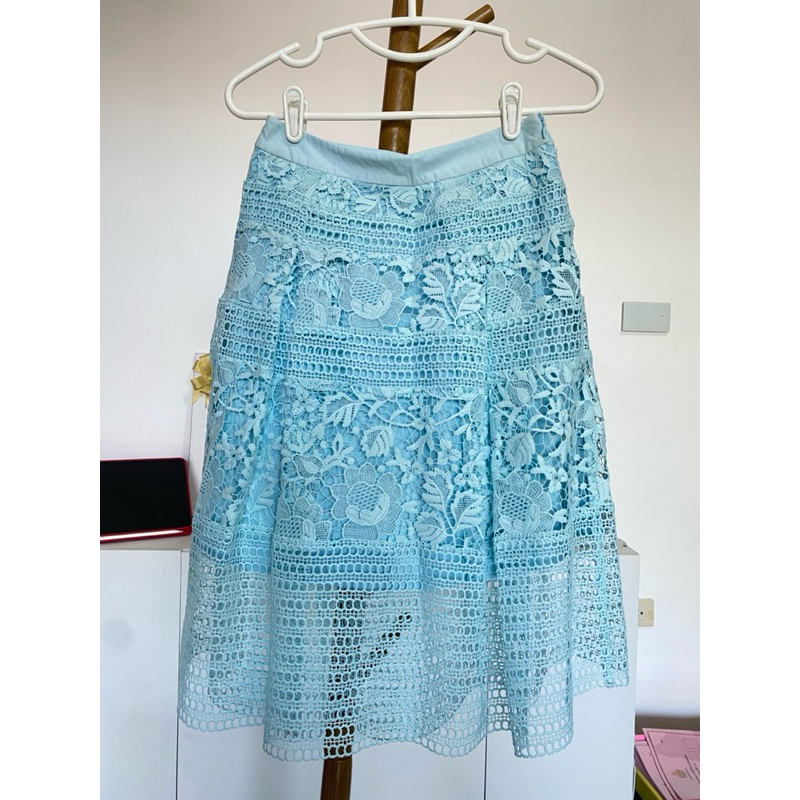 กระโปรงลูกไม้ G2000 สีฟ้า size 32