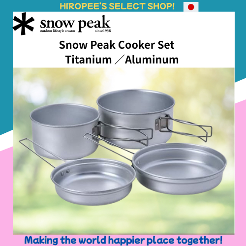 Snow Peak CookerSet Titanium/Aluminum~Shallow cooker with wide opening for easy cooking and stewing