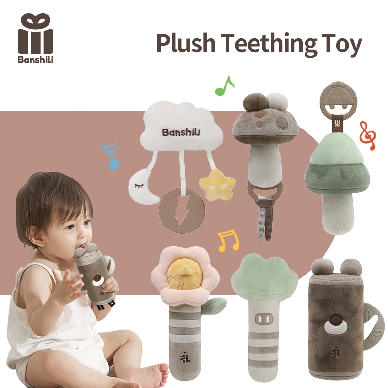 ​​BanshiLi ตุ๊กตานุ่มสำหรับกัดเล่นเด็กแรกเกิด 0-16 เดือน ทำจากซิลิโคนเหลวเกรดอาหาร 100% พร้อมเสียงกรุ๊งกริ๊ง ปลอดสาร BPA
