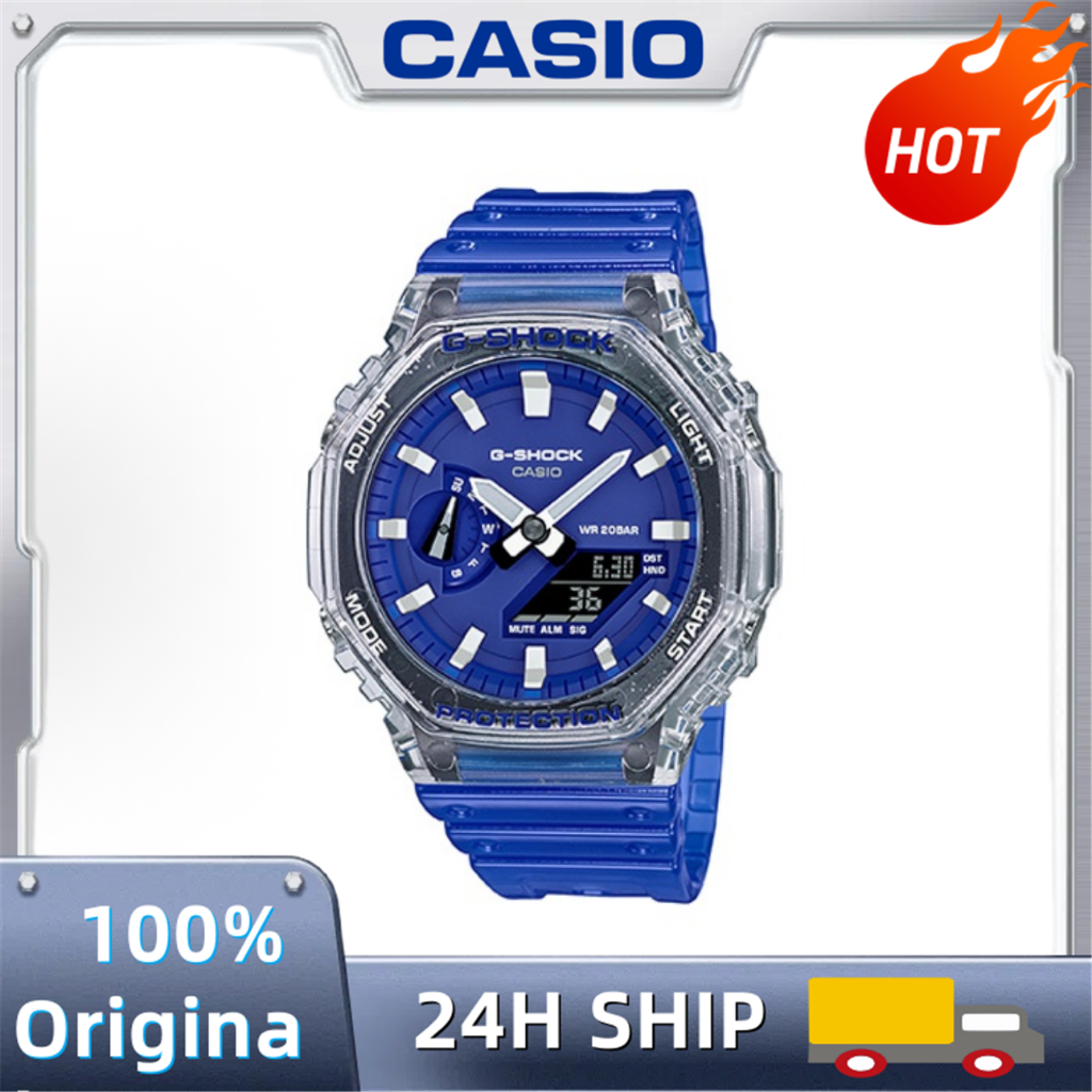 CASIO  G-SHOCK นาฬิกาอัจฉริยะกันน้ำสำหรับผู้หญิงรุ่นสีน้ำเงิน GA-2100HC-2A