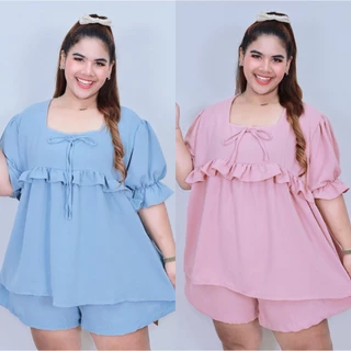[ ส่งฟรี 🔥 ] A293 POPPY TOP เสื้อคอเหลี่ยมระบาย เนื้อนิ่ม พริ้วไหวใส่สบาย ไม่ร้อน ผ้าสลาฟเกาหลี อก 48-60“ (หน้าผ้า 66”)