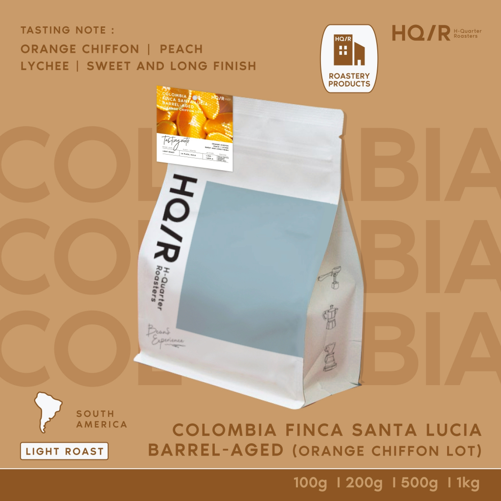 HQ/R เมล็ดกาแฟคั่วอ่อน Colombia Finca Santa Lucia Barrel-Aged Microlot (Orange Chiffon Lot)