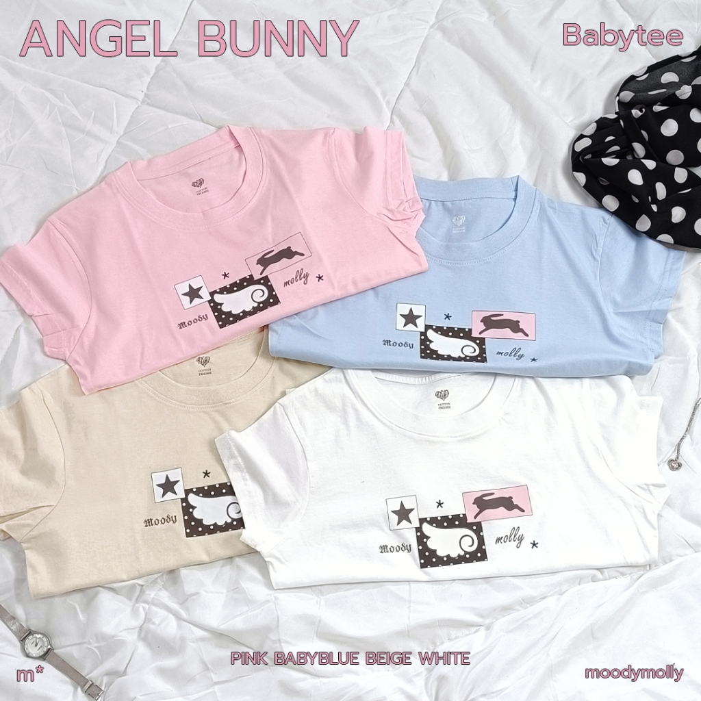 (moodymolly) Babytee เสื้อเบบี้ที รุ่น Angel bunny น่ารักหวานๆ สีขาวผ้าไม่บาง