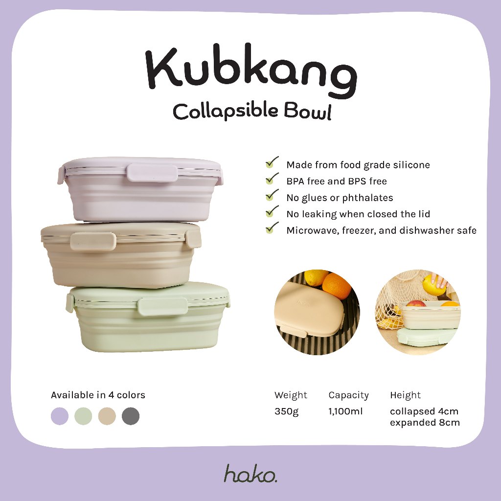 hako kubkang collapsible bowl กล่องข้าวพับได้ช่องเดียว