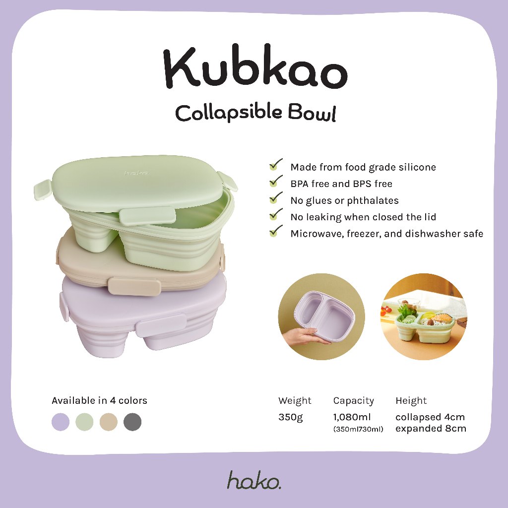 hako kubkao collapsible bowl กล่องข้าวพับได้2ช่อง
