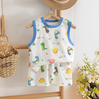 ชุดเสื้อกล้ามเด็ก ชุดเด็กน่ารัก พิมพ์ลายสัตว์ สไตล์น่ารัก มี7สีให้เลือก สำหรับเด็ก 0-4ขวบ