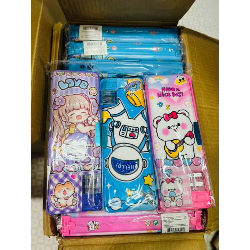 กล่องดินสอ ฝาแม่เหล็ก เปิดปิด 2 ด้าน ลายการ์ตูน
