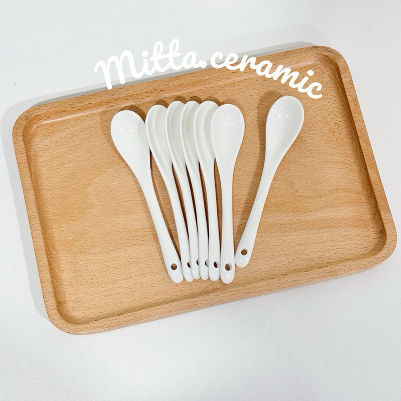 [แพ็กสุดคุ้ม] ช้อนกาแฟ ช้อนเซรามิค สีขาวขนาด 2.5*14 ซม. - รูปที่ 4