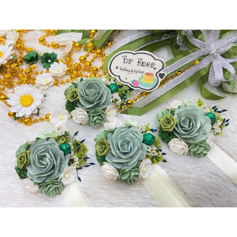 Flower Bracelets (ใช้เวลา 2-3 วัน จัดทำตามคิวงานค่ะ) ริบบิ้น ดอกไม้ข้อมือเพื่อนเจ้าสาว