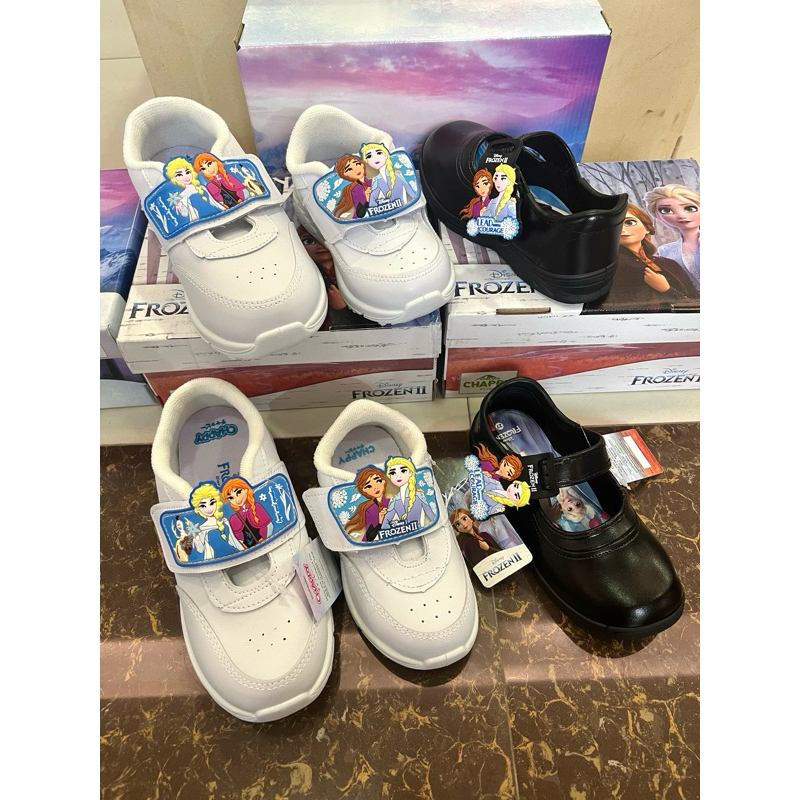 รองเท้านักเรียนหญิง-พละ เด็กเล็ก Frozen มีไฟกระพริบได้ (Chappy)