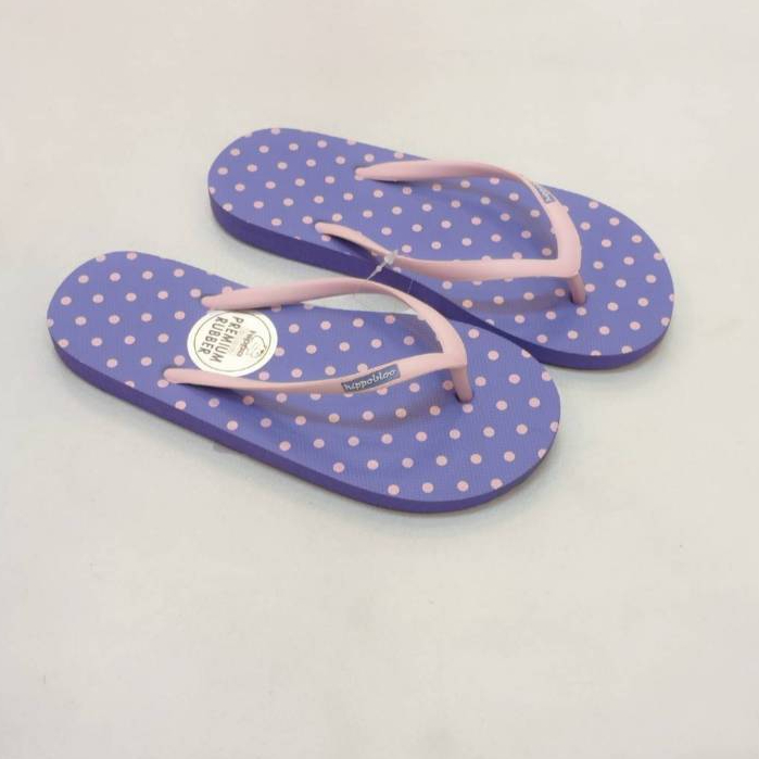 รองเท้าแตะลายจุด Hippo Bloo สีม่วงตัดชมพู ทนสีสดใส 12 สี รองเท้าอยู่บ้าน sandals ฮิปโป บลู