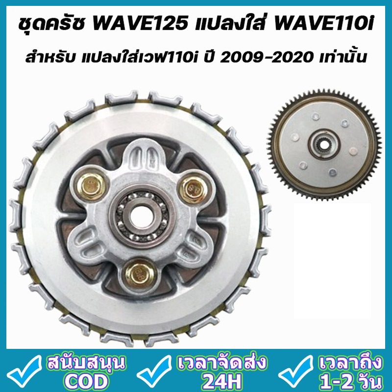 ชุดก้อนครัช + สปริงแต่งสีเหลือง WAVE125 แปลงใส่ WAVE110i ชุดใหญ่
