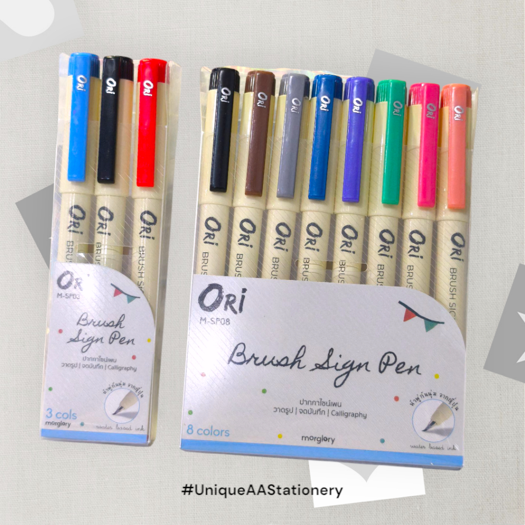 Ori Brush Sign Pen ปากกาไซน์เพนหัวพู่กัน ชุด 3 สี และชุด 8 สี