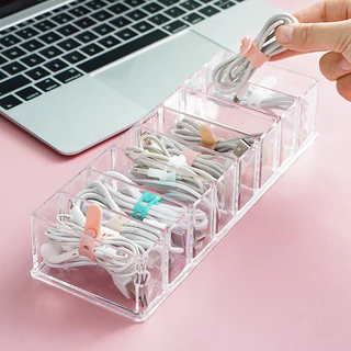 NEW ถาดเก็บสายชาร์จ ถาดเก็บหูฟัง กล่องใส่ของ แบบ8ช่อง